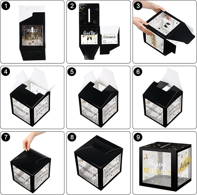 Funrous 51 Pcs Retirement Card Box Advice & Well Wishes Cards for Women Men Happy Retirement Party Decorations Going Away Party Favors(Black and Grey)