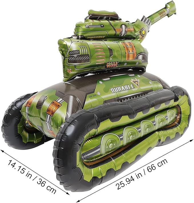 LUOZZY 2 Pcs Army Tank Foil Balloons Birthday Missile Balloons for Truck Military Theme Birthday Party Decorations