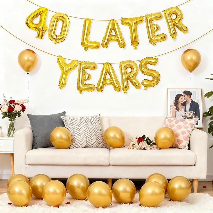Gold 40 Years Later Letter Balloons 16in Balloon Foil Letter Decorations Party Decor Gold Letter Balloons 40 Years Later Party Supplies