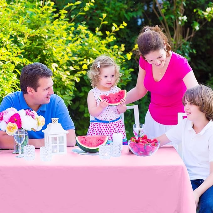 Kopokita 6PCS Pink Plastic Tablecloths 54 x 108 Inch, Disposable Table Cloths Rectangle Party Table Covers