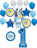 Anagram Bluey 1st Birthday Party Supplies Bingo Foil and Latex Balloon Bouquet Decorations 16pc