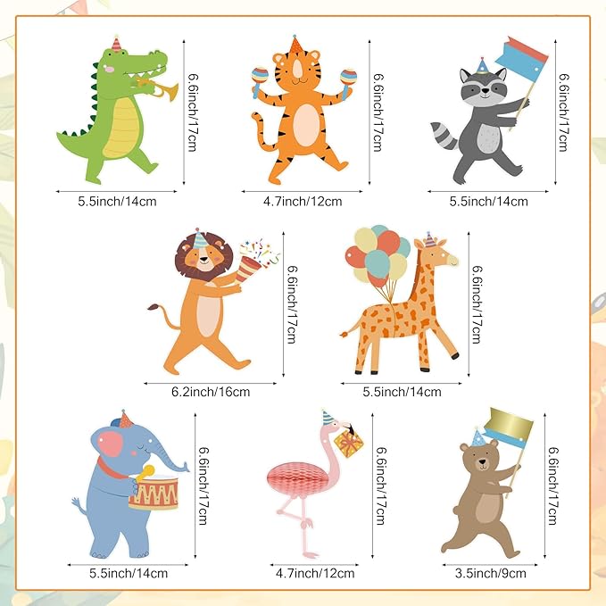 Hooqict Party Animal Banner Animal Birthday Party Decorations Happy Birthday Garland Banner for Kids Girls Boys Zoo Carnival Decorations Supplies
