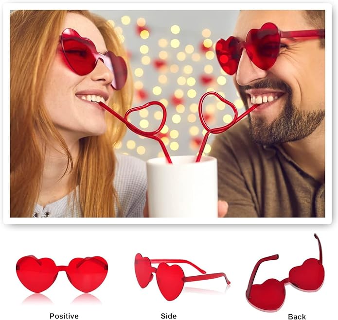 AEAHALY Heart Sunglasses for Women and Men Rimless Heart Shaped Sunglasses Bachelorette Bride Party Accessories