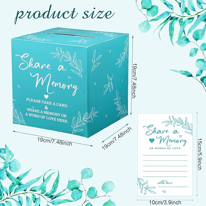 Pajean 50 Pcs Share a Memory Cards for Collections of Life, Memory Cards Box for Guest Ideas Funeral Graduation Wedding Bridal Shower Birthday Anniversary Retirement(Blue)