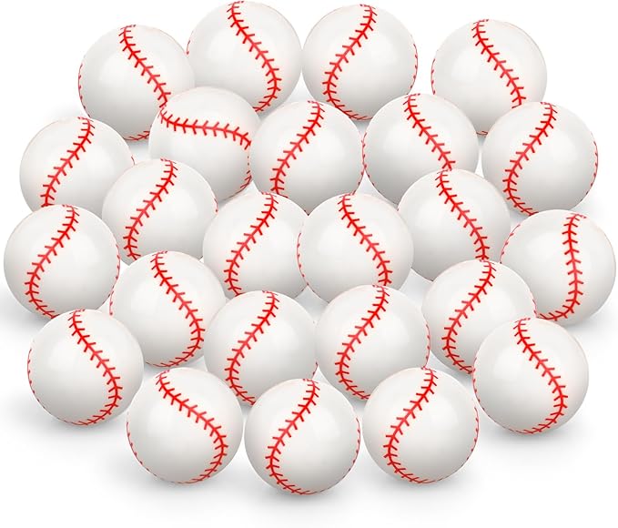 24 Pcs Baseball Bouncy Balls for Kids, 32mm Rubber Bounce Sport Balls Bulk for Party Favors, Goodie Bag Fillers, Easter Gift Bag Stuffers, Basket Stuffers, Classroom Prizes, Carnival Party Supplies