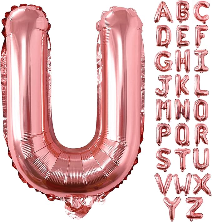 Lovoir 40 Inch Large Rose Gold Letter U Balloons Big Size Jumbo Mylar Foil Helium Balloon for Birthday Party Celebration Decorations Alphabet Rose Gold U