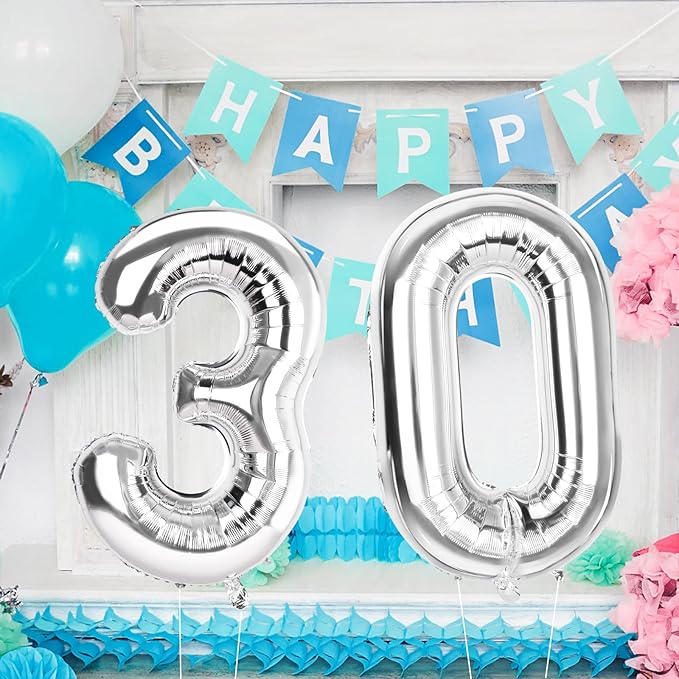 Number 0 Balloons 40 Inch Large Helium Foil Mylar Balloons For Birthdays Party Decorations/Wedding/Anniversary/Graduations/Baby Shower (Silver)