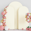 Wokceer Wedding Arch Backdrop Cover 7.2FT, 6FT, 6FT Spandex Set of 3 Wedding Arch Stand Covers Round Top Chiara Backdrop Stands Cover for Birthday Party Ceremony Banquet Decor Ivory