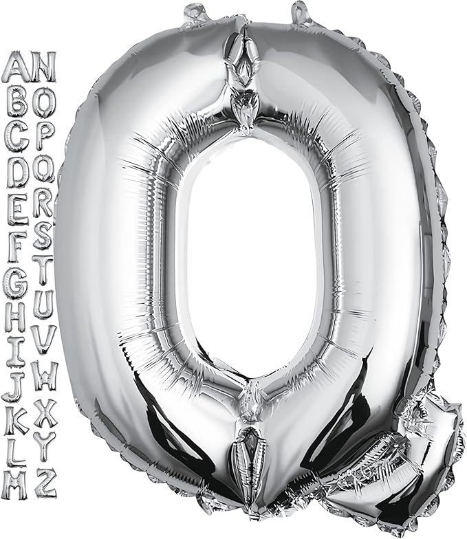 40 inch Silver Letter Q Balloon, Big Size Alphabet Foil Mylar Helium Balloons for Birthday Party Celebration Wedding Anniversary Baby Shower Decorations Supplies Alphabet Q