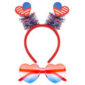 Semato 2 PCS Patriotic Party Accessories Heart 4th of July Headband and Red White Blue Heart Sunglasses