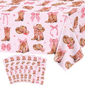 6Pcs Western Cowgirl Tablecloth Coquette Bow Cowgirl Birthday Party Tablecover 51x86 inch Cowboy Rodeo Table Cloth Western Theme Party Decoration Birthday Party Supplies