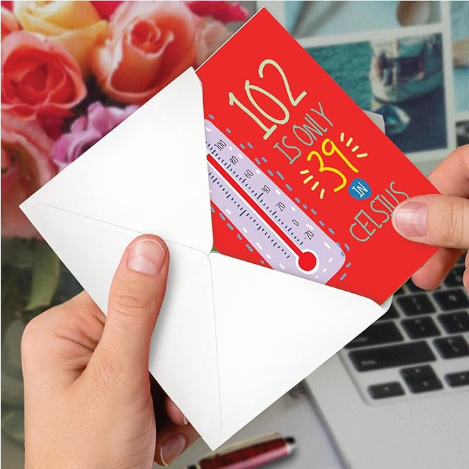 NobleWorks - Milestone Birthday Greeting Card with Envelope (4.63 x 6.75 Inch) - 102 In Celsius C2760MBG