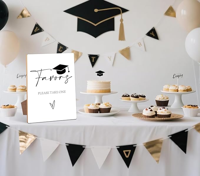 Graduation Favors Bar Sign - Congrats Grad Party Decorations Favors Supplies, Graduation Centerpieces for Tables 2026, 8×11 Wooden Sign with Stand