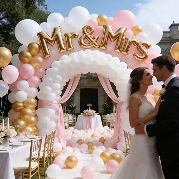 300 Pcs Pink Gold Balloons, 12 Inch Light Pink Metal Gold and White Bulk Latex Balloon, for Birthdays Weddings Baby Shower Party Decorations