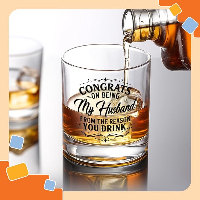 NewEleven Valentines Gifts For Husband - Husband Anniversary, Birthday Gift, Meaningful Gift For Him - Funny Gifts, Whiskey Present For Husbands From Wife, Her - Whiskey Glass