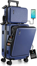 TRAVELARIM 20 Inch Carry On Luggage 22x14x9 Airline Approved, Carry On Suitcase with Wheels, Hard-shell Carry-on Luggage, Durable Luggage Carry-On, Navy Small Suitcase with Cosmetic Case
