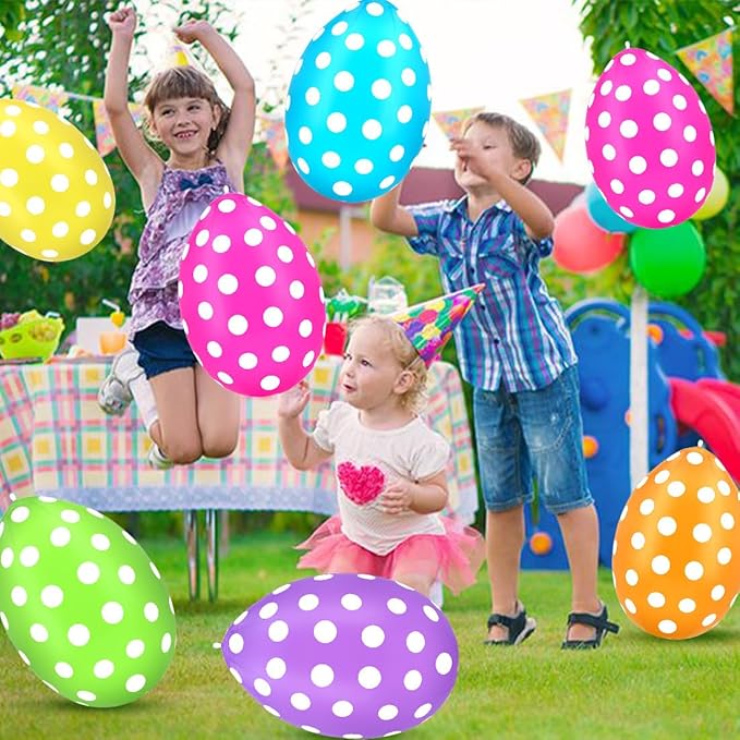 6 Pcs Easter Inflatables Eggs Outdoor Decorations Easter Inflatables Outdoor Decorations, Hanging Inflatables Holiday Party Decor Kit