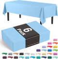 Exquisite Party Solids 6-Pack Premium Plastic Tablecloth 54in. x 108in. Rectangle Plastic Table Cover - Light Blue