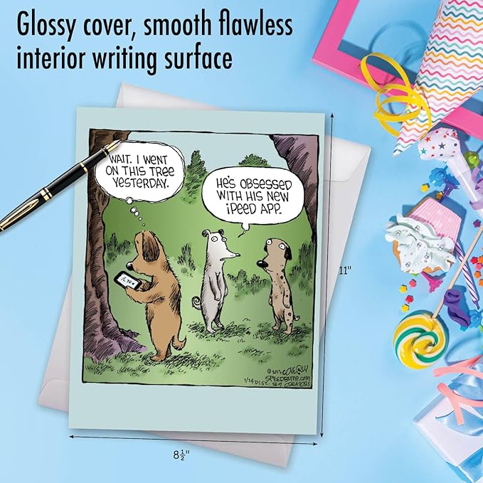 NobleWorks - 1 Big Funny Birthday Card Cartoon (8.5 x 11 Inch) - Jumbo Comic Humor, Group Greeting Card with Envelope - Ipeed App J2621BDG