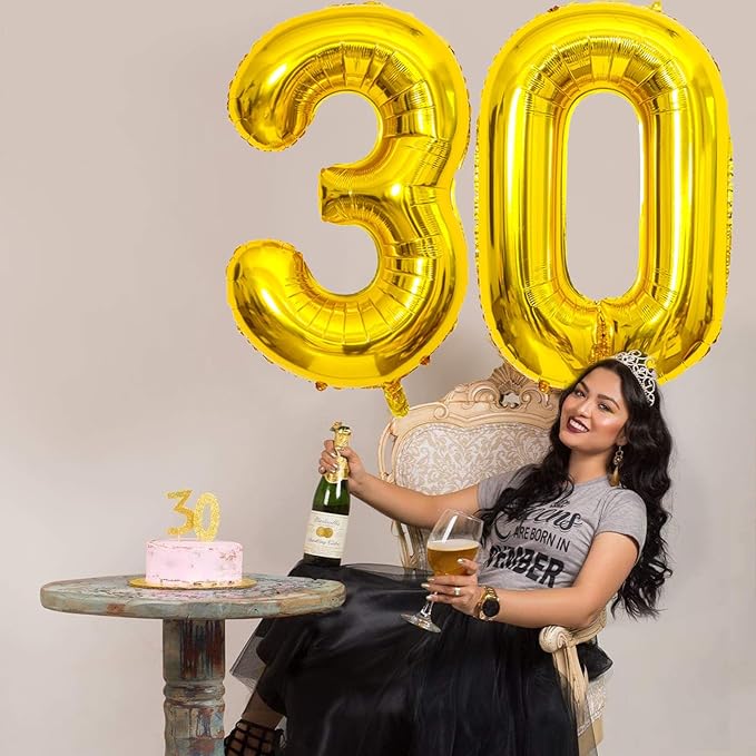 Gold Number Balloons Birthday Balloons - Giant Gold Number 30 Balloon 40 inch, Numbers Balloon 10th Birthday Decorations, Gold Party Supplies for Women Men