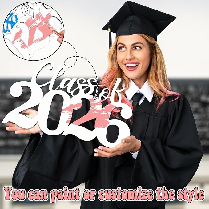 Class of 2026 Wooden Sign Graduation Party Decorations 2026 White Graduation Photo Booth Prop Senior2026 Sign for High School College Party