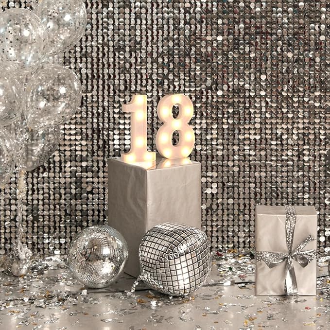 Marquee Numbers Light up Numbers, 0-9 Number Battery Powered LED Light, White Plastic Numbers Sign, Night Light Number Decor for Graduation Engagement Wedding Baby Shower Birthday (Number 8)