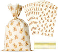 Docvania Bear Cellophane Treat Bags Plastic Gift Bag 100 pcs 7 X 12 Bear Cookie Bags with Ties Goodie Candy Bag Suitable for Mother's Day, Valentine's Day, and Holiday Parties