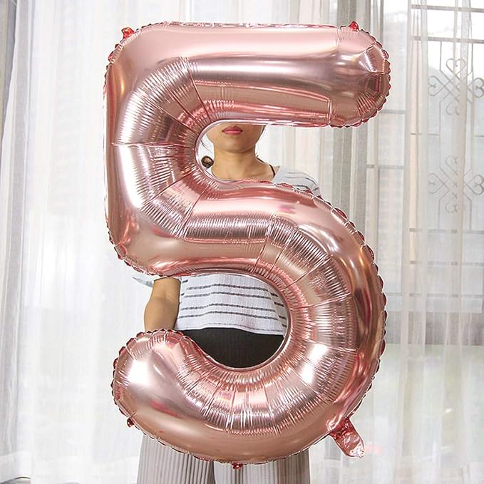 Juland Rose Gold Number Balloons Large Foil Mylar Balloons 40 Inch Giant Jumbo Number Balloons for Birthday Party Decorations 15
