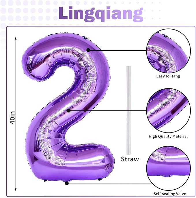 Purple 21st Birthday Balloons for Her, 40In Purple Mylar Foil Number 21 Balloons for Girls, Birthday Party Balloons Numbers 2 and 1 for Women 12th 21st Anniversary Decorations Supplies