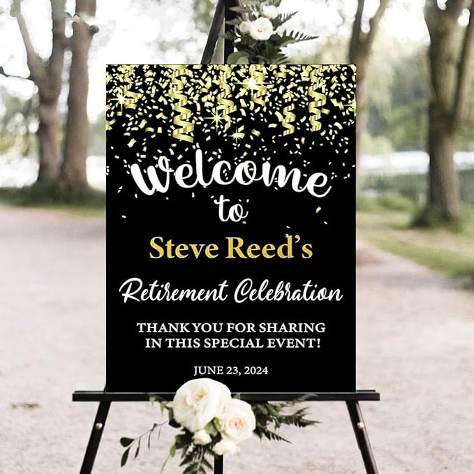 Personalized Retirement Yard Sign, Personalized Lawn Decoration for Happy Retirement Celebration, Outdoor Welcome Board for Party Entrance, Event Decor for Coworker Farewell Party, 12x18 Inch #9