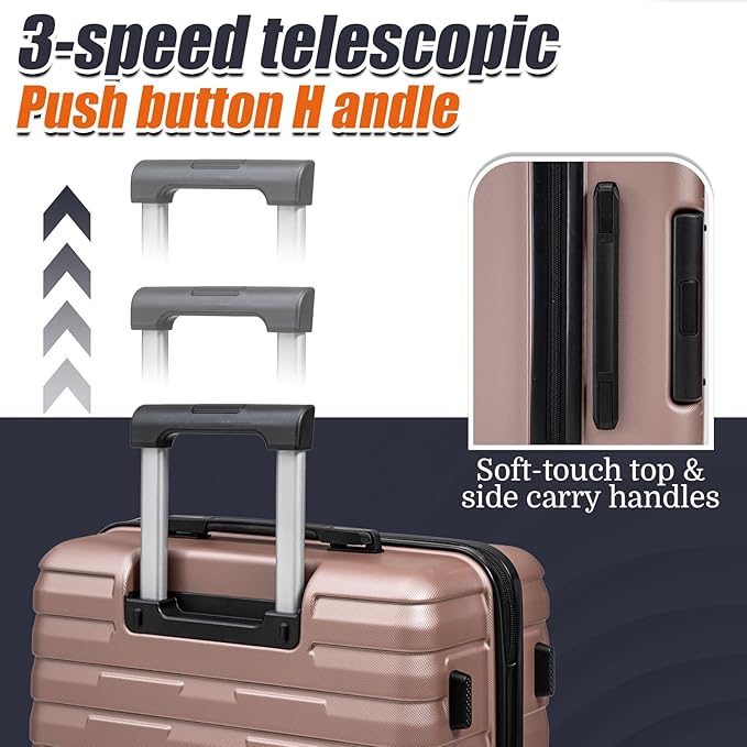 Cosbarn Luggage Sets 5 Piece Suitcases with Wheels, Suitcase Set ABS Hard Case Luggage with Spinner Wheels Durable Travel Luggage