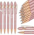 Jspupifip 50 Pcs Baby Shower Pens with Stylus Tip Metal Retractable Baby Shower Pens Girls Black Ink Baby Pens Bulk It's a Girl Pens for Baby Shower Favors Guests School Supply (Rose Gold)