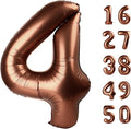 40 Inch Large Dark Brown 4 Balloon Numbers Chocolate Big Foil Number Balloons Giant Helium Happy 14th 24th Birthday Party Decorations for Man and Women, Huge Mylar Anniversary Party Supplies