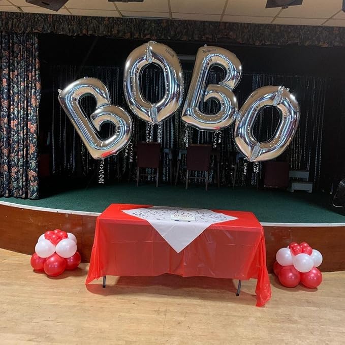Silver Letter O Balloons 40 inch Large Alphabet O Balloons Silver Helium Foil Letter Balloon Banner for Birthday Party Anniversary Wedding Decoration