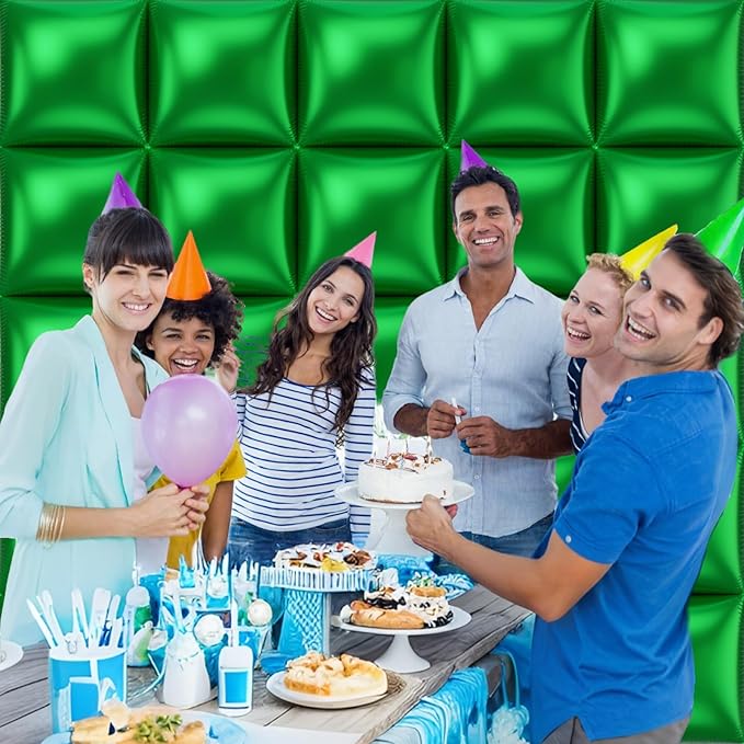 50pcs Green Square Foil Balloons Wall Backdrop with 79pcs Green Balloon Garland Arch Kit, Double Sided Balloon Tunnel for Birthday Anniversary Valentine's Day Baby Shower Summer Decorations