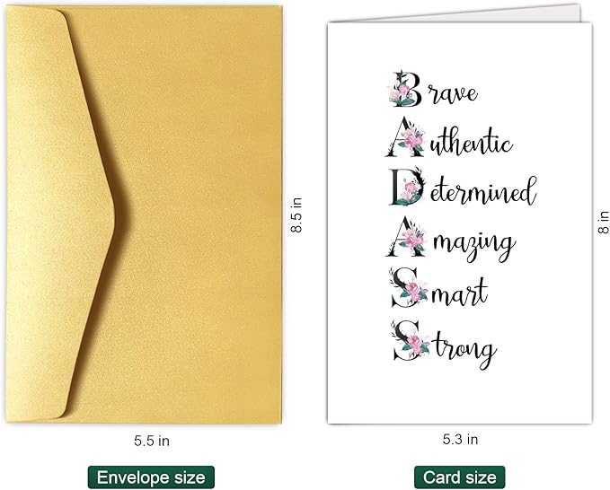 Chenive Funny Badass Encouragement Card for Women, Floral Affirmation Card, Cancer Support Card, New Job Card, Promotion Card, Graduation Card, Inspirational Gift for Friend Bestie Sister