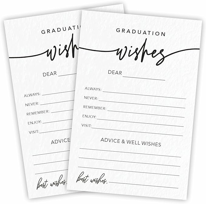 30 Minimalist Graduation Wishes Cards - 4X6 Advice & Wishes Cards, Grad Wish Card, Class Of 2026 Graduation Party Decorations & Supplies - 001