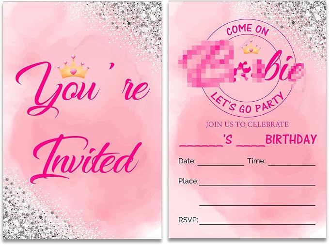 Soiceu Pink Girl Birthday Party Invitations with Envelopes Set of 20 Pink Girls Birthday Party Invites Fill in Blank