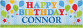 Let's Make Memories Personalized blue Happy Birthday Banner for Kids - Custom Birthday Party Decorations - Indoor/Outdoor Vinyl - Any Name - Balloons and Stars - 10ft