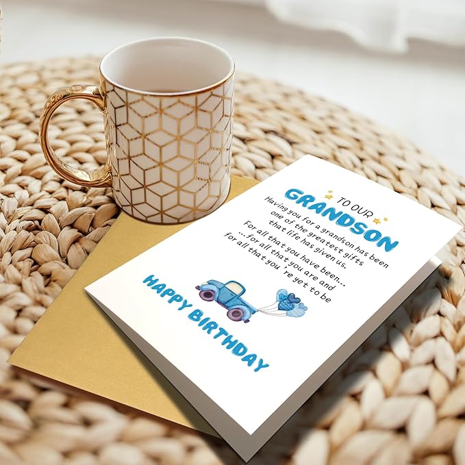 Chenive Grandson Birthday Card, Happy Birthday Card for Grandsons, Bday Greeting Card from Grandparents, Having You For A Grandson Has Been One Of The Greatest Gifts