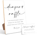 Baby Shower Diaper Raffle Game,Baby Shower Games,Baby Shower Decorations,Baby Shower Signs,Gender Reveal Decorations,1 Wooden Play Sign with Stand and 50 Diaper Raffle Tickets Set