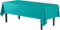 Exquisite 12-Pack Premium Plastic Tablecloth Premium Aqua Blue Table Cover, Pack of 12