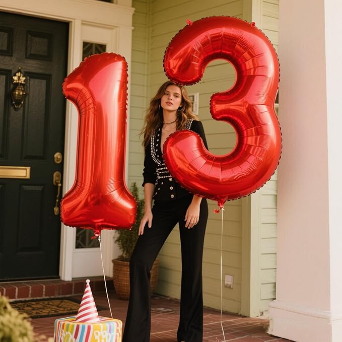 Red Number 3,Balloons 40 Inch Giant Foil Large 3 Number Balloons,Number 3 Digital 3 Helium Balloons 13 23 30 33 Numbers Birthday Decorations for Parties, Anniversaries Supplies Decorations