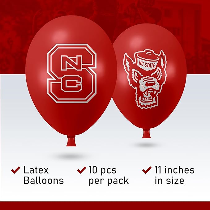 NC State Wolfpack Balloons 10 Pack 11" Official Licensed Logos, Helium Quality Latex Balloons, Perfect for College Football Team Celebration, Decorated Front and Back by Westrick