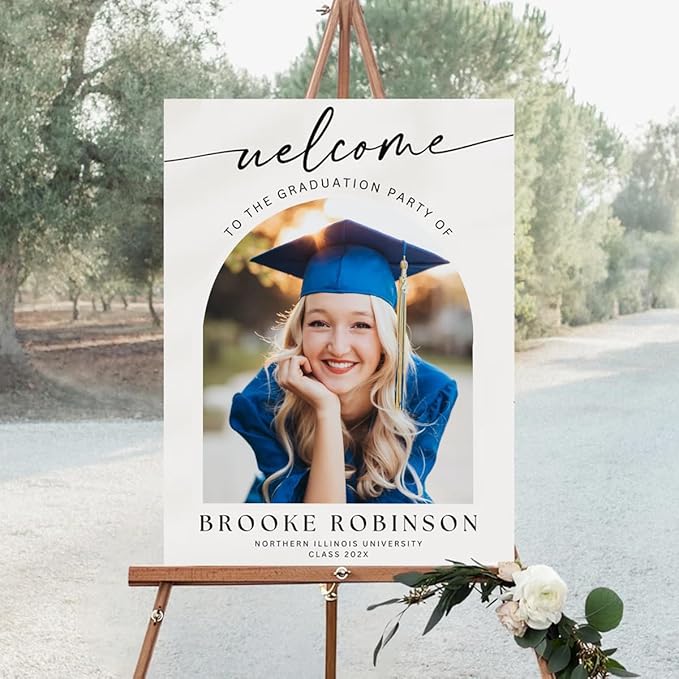 Graduation Party Welcome Sign, Photo Graduation Poster, Greenery Grad Poster, Grad Party Decorations, Senior 2025 2026, Class of 2025 Welcome Board,Custom Grad Celebration Sign, Graduates, Canvas 9