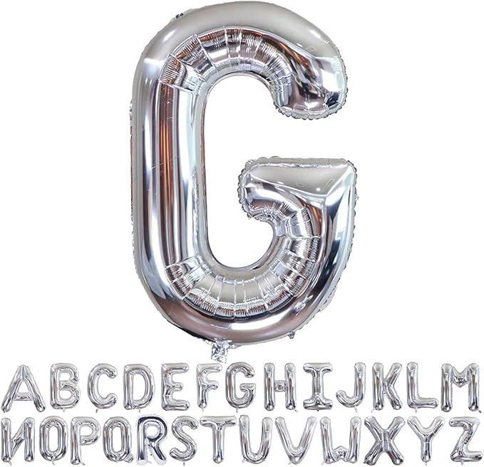 Silver Letter G Balloons 40 inch Large Alphabet G Balloons Silver Helium Foil Letter Balloon Banner for Birthday Party Anniversary Wedding Decoration