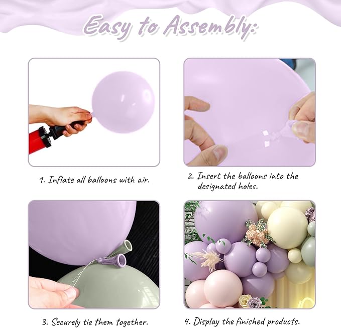 Pink Purple Green Balloon Arch Kit, 122Pcs Dusty Pink Light Green Macaron Yellow Pastel Balloons for Kids Girl Flower Party Decorations Spring Baby Shower Wedding Engagement Fairy Birthday Supplies