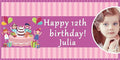Happy Birthday Custom Vinyl Banner with Your Photos, Personalized Birthday Banner Sign for Children Newborn Baby Kids Celebration Backdrops Party Supplies Favors Props (Style-42, 8ft x 4ft)