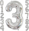 Silver 3 Balloon,40 Inch Number 3 Balloon,3 Birthday Balloon Decorations,Helium Silver 3 Balloon Number for Birthday Party Decorations
