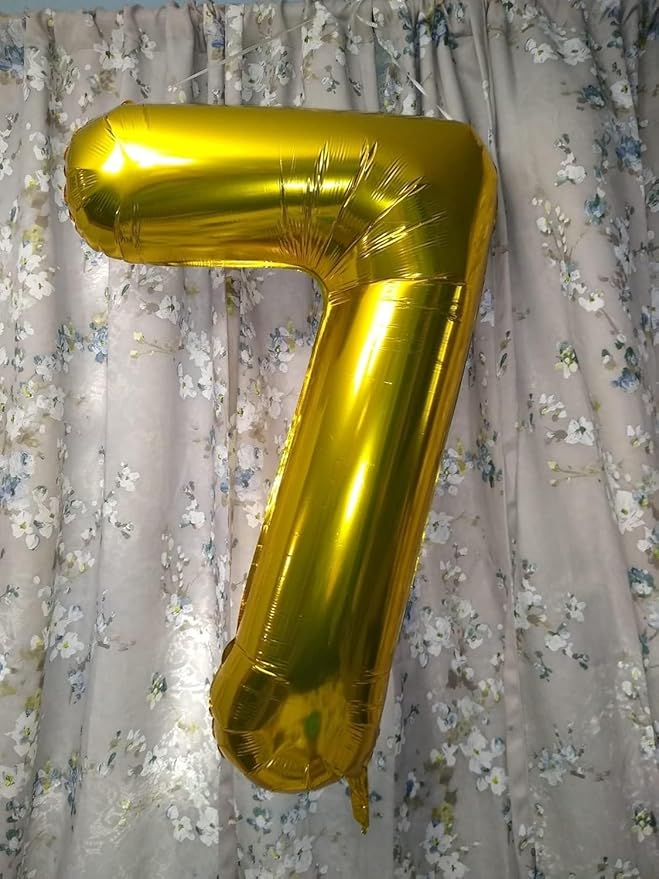 7 Balloon Gold Number, 17th Birthday Decorations For boys And Girls, 40 Inch Big Balloons for 7, 17, 27, 70 Birthday, Wedding Anniversary, Christmas, New Year, Halloween Party Decoration